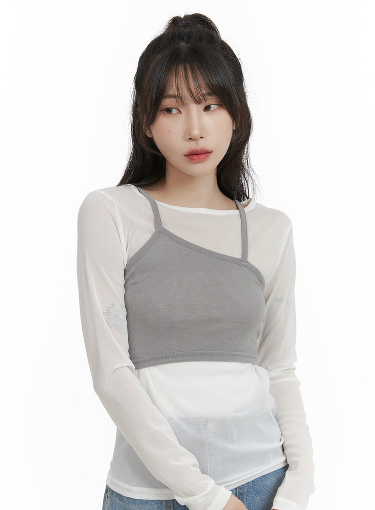 asymmetrical-layered-top-ca403 / White