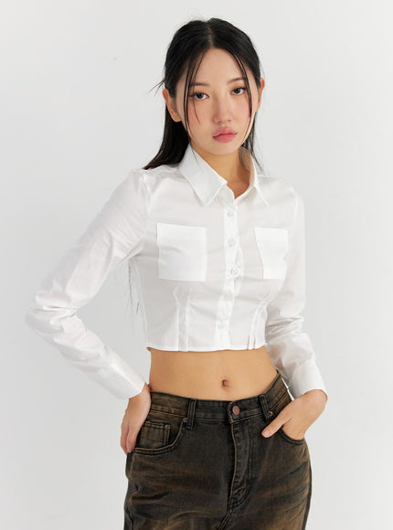 pintuck-cropped-shirt-co327 / White