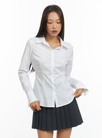 pintuck-slim-fit-blouse-io409 / White