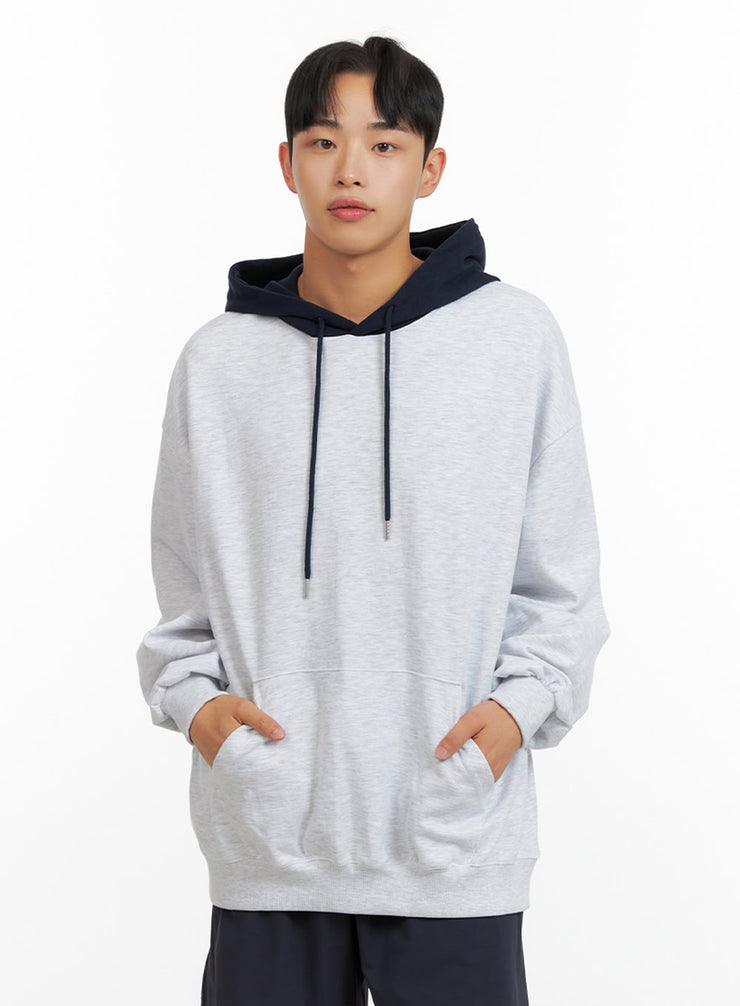 mens-contrasting-hoodie-white-iu414 / White