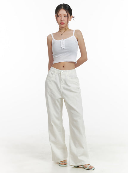 classic-loose-fit-cotton-straight-pants-oa416 / White