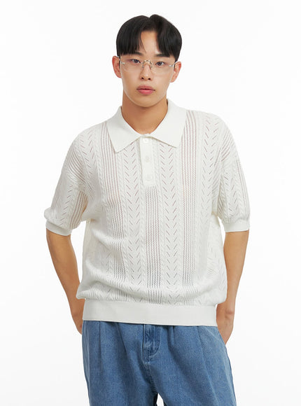 mens-cotton-buttoned-collar-t-shirt-iu412 / White