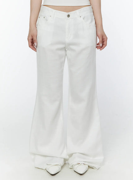 summer-cotton-bootcut-pants-iy507 / White