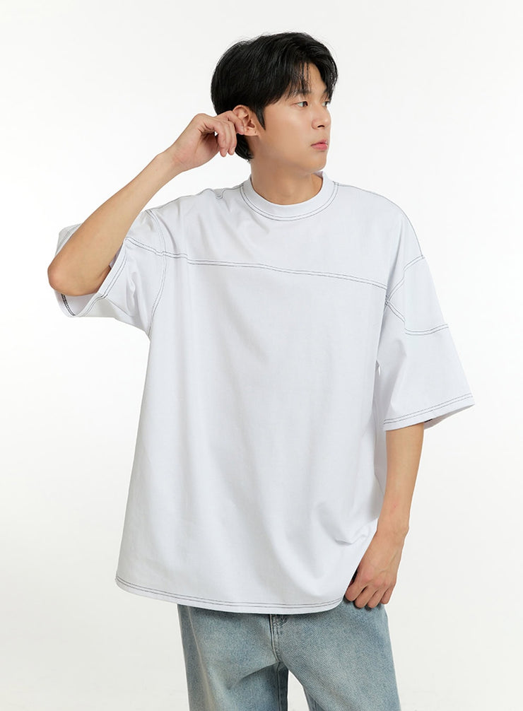 mens-oversize-cotton-round-neck-t-shirt-il412 / White