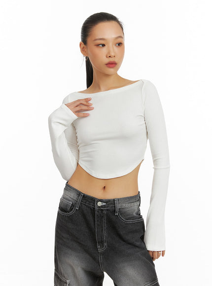 boat-neck-crop-tee-ia417 / White