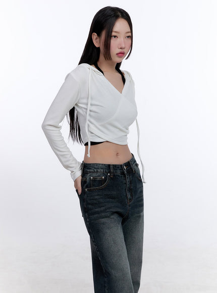 layered-wrap-cropped-hoodie-cj511 / White