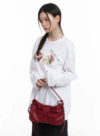 oversized-graphic-print-long-sleeve-top-cj507 / White