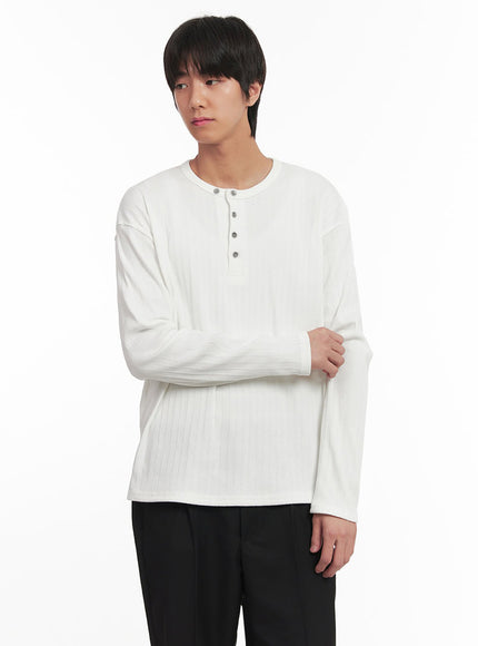 mens-ribbed-buttoned-long-sleeve-shirt-ia511 / White