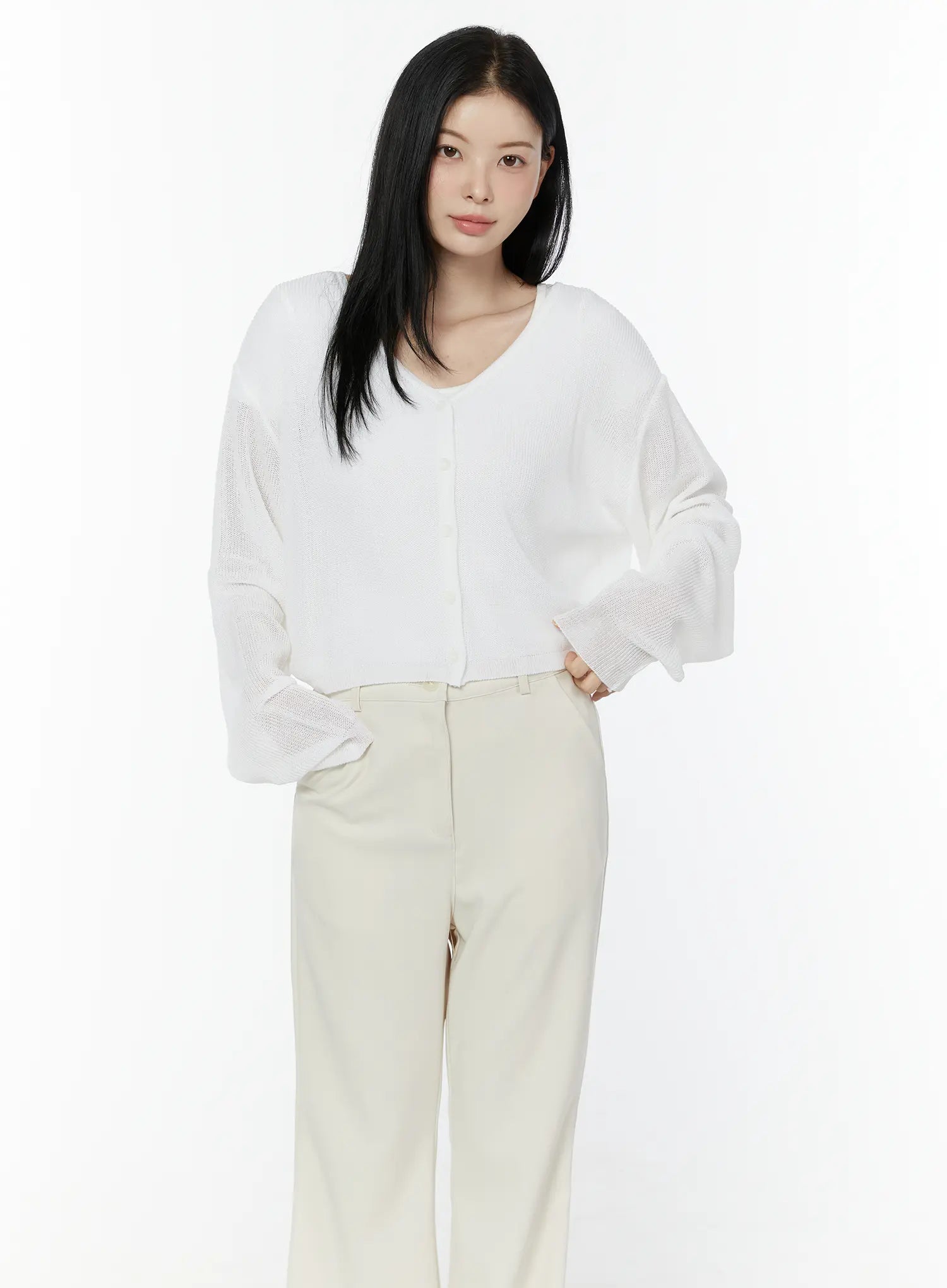 lightweight-relaxed-fit-cardigan-iu503 / White