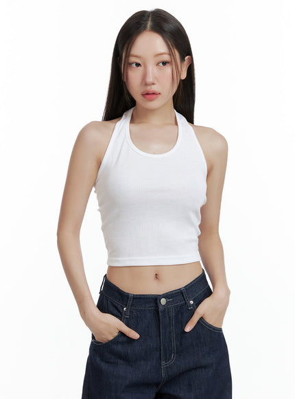 halterneck-crop-tank-top-ol401 / White