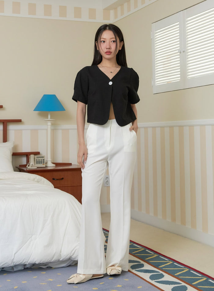bootcut-tailored-pants-oy424 / White