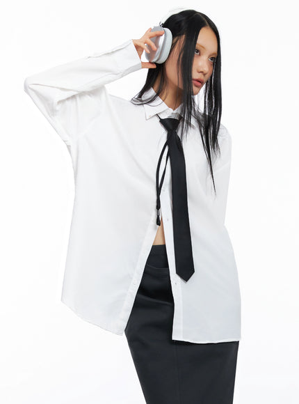 relaxed-fit-button-down-shirt-co517 / White