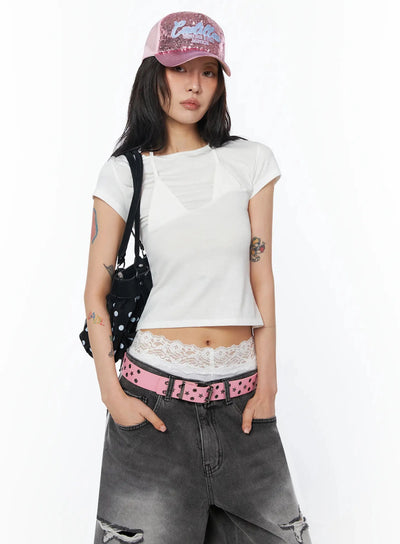 asymmetric-layered-crop-tee-iu509 / White