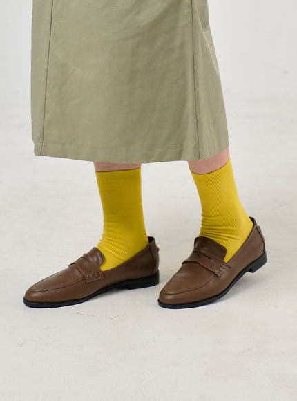 basic-vivid-color-socks-of406 / Yellow