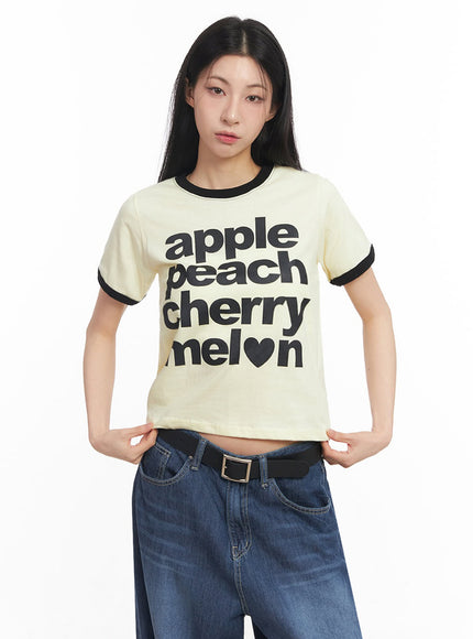 contrast-graphic-crop-top-iy529 / Yellow