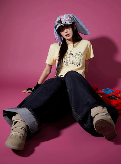 graphic-crop-tee-cu515 / Yellow