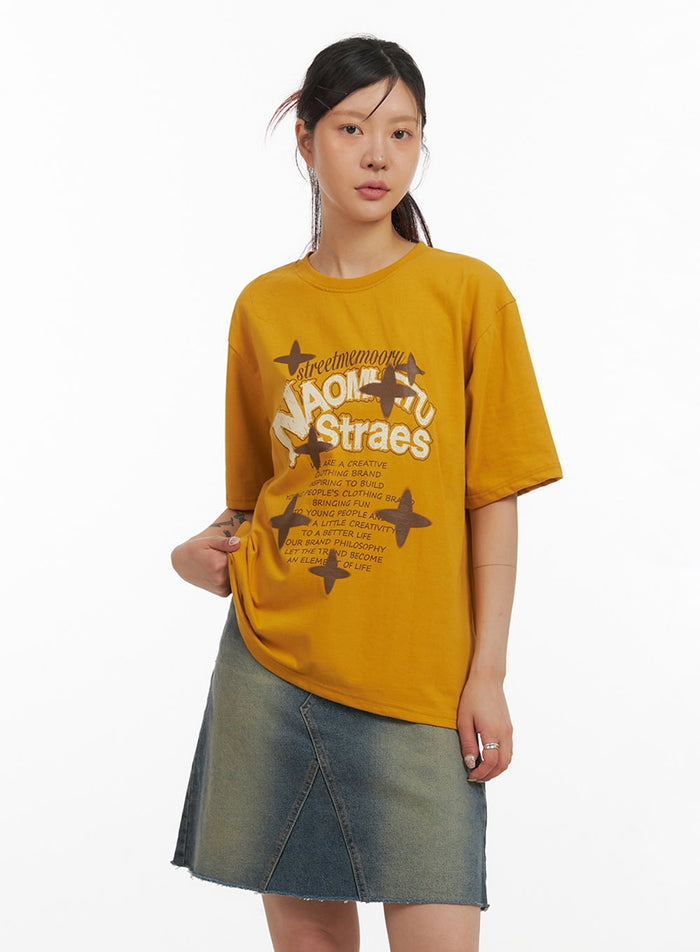 acubi-oversized-graphic-t-shirt-iy410 / Yellow
