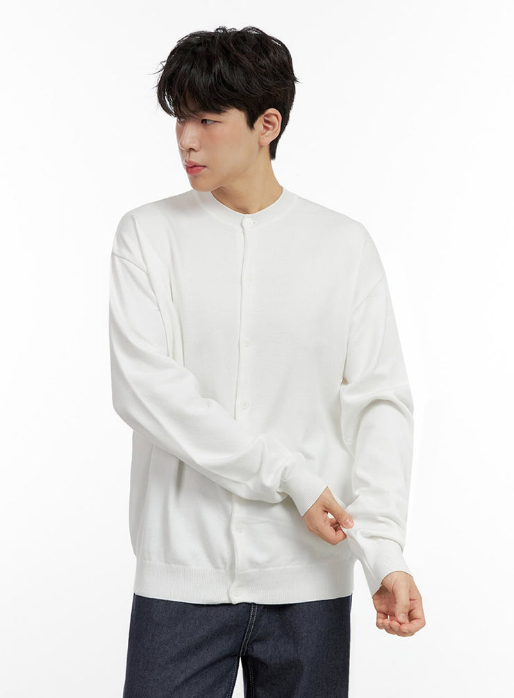 mens-loose-fit-buttoned-solid-top-in422 / White