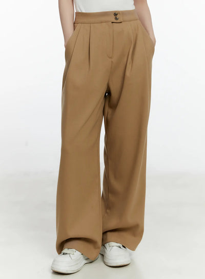 pintuck-wide-leg-trousers-f502 / Beige