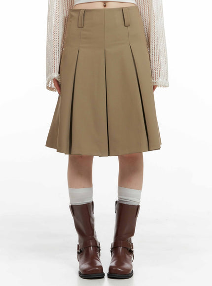 box-pleat-midi-skirt-cg409 / Beige