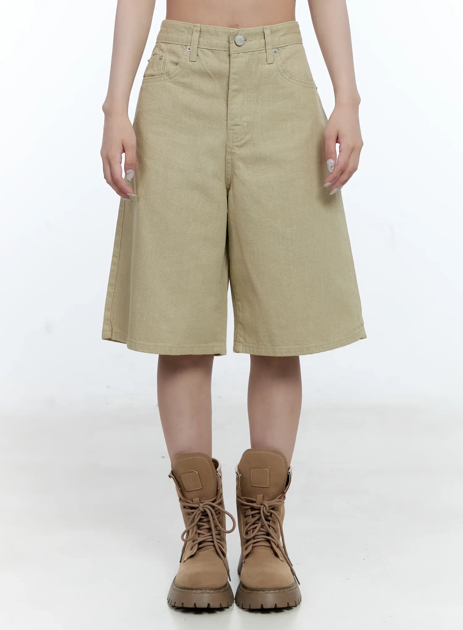 wide-leg-bermuda-shorts-cg501 / Beige