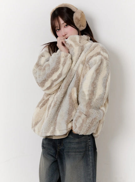 oversized-teddy-fleece-jacket-cn525 / Beige