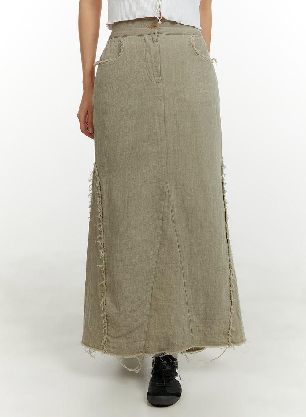 Destroyed Cotton Maxi Skirt CY409