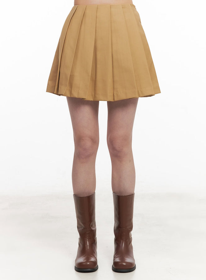 basic-pleated-mini-skirt-cm512 / Beige