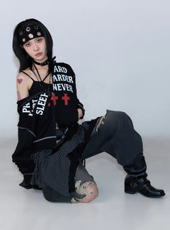 graphic-zip-up-hoodie-cd1202 / Black