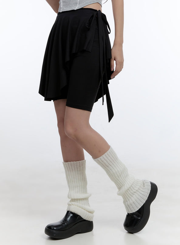 asymmetrical-wrap-solid-skort-cg413 / Black