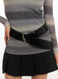 faux-leather-solid-thick-belt-cy403 / Black