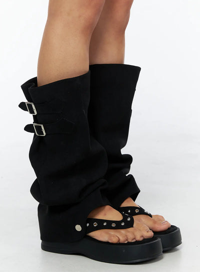two-way-buckle-platform-flip-flops-cu518 / Black