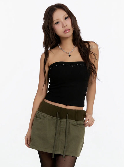 studded-tube-top-cn527 / Black