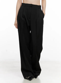 classic-pintuck-tailored-pants-co530 / Black
