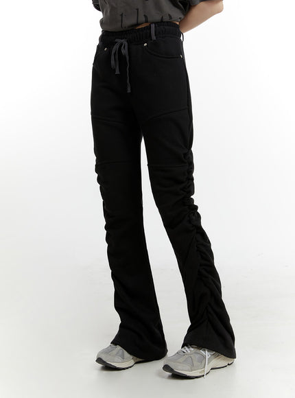 string-waist-shirring-bootcut-pants-cm429 / Black