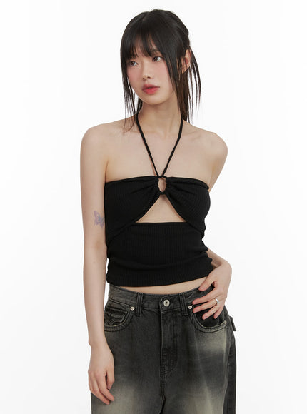 cut-out-halter-top-ca418 / Black