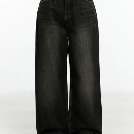 haze-washed-wide-leg-jeans-cd523 / Black