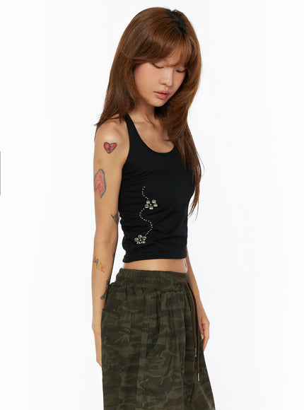 studded-halter-sleeveless-top-cu517 / Black
