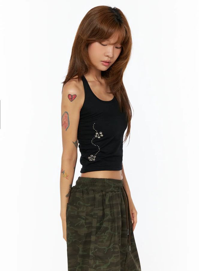 studded-halter-sleeveless-top-cu517 / Black