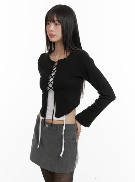 x-strap-crop-cardigan-ca422 / Black