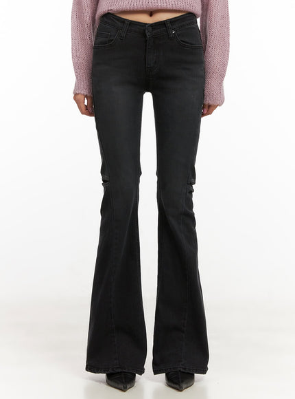 belle-slim-fit-flared-jeans-cd410 / Black