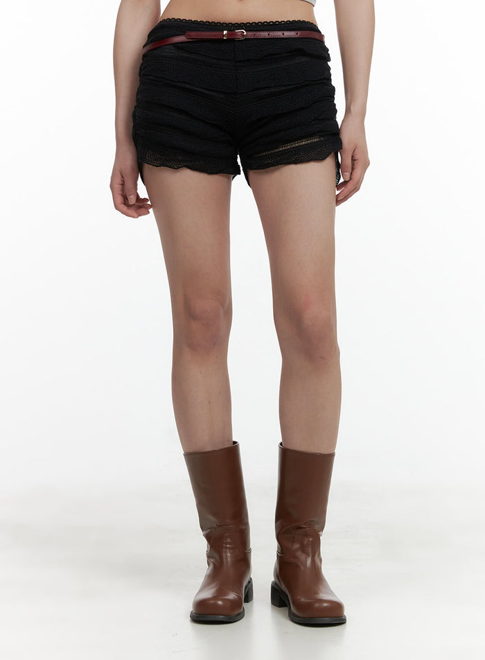 frill-lace-shorts-cy416 / Black