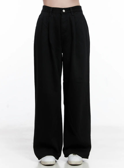 wide-leg-pintuck-trousers-cg521 / Black