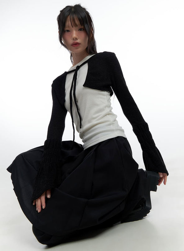 strap-slim-fit-bolero-cardigan-cs420 / Black