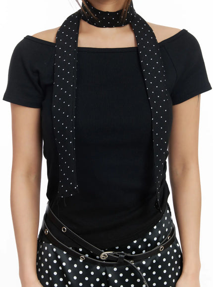 polka-dot-sheet-thin-scarf-cm520 / Black