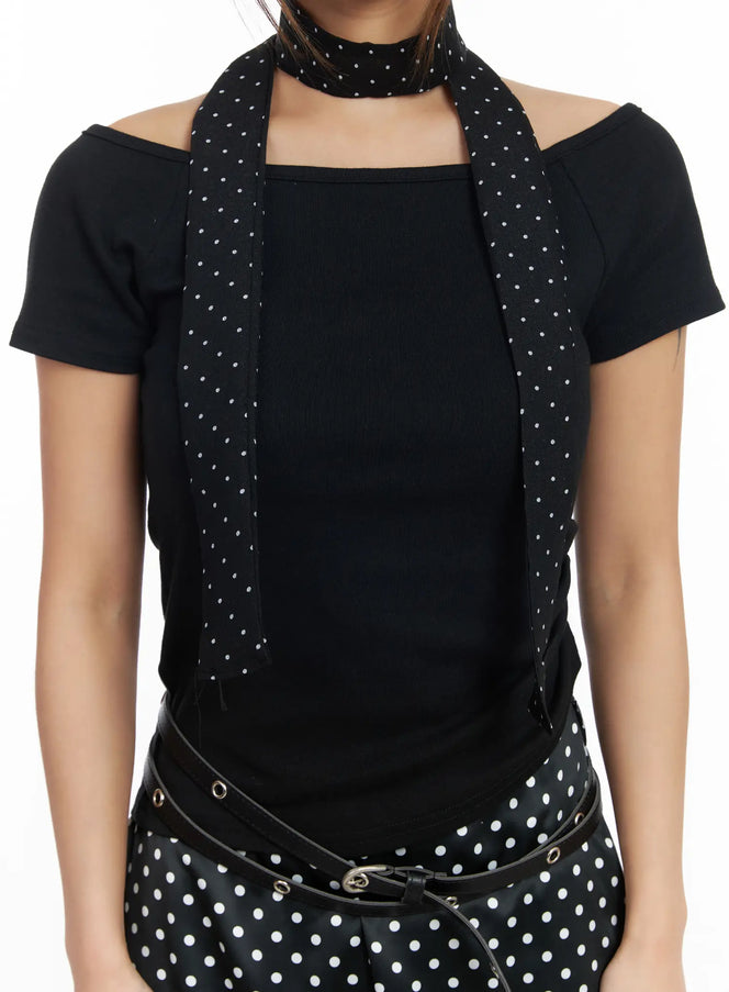 polka-dot-sheet-thin-scarf-cm520 / Black