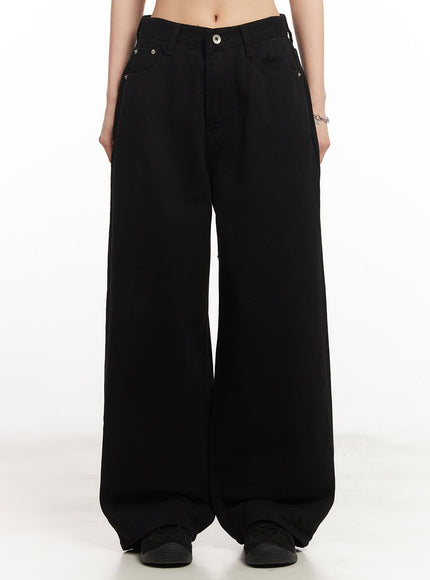 classic-cotton-wide-leg-pants-ca516 / Black