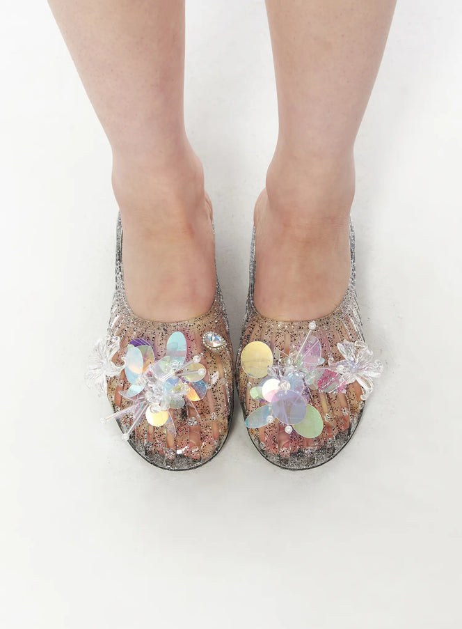 glitter-jelly-slip-ons-cy528 / Black