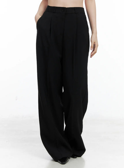 classic-pleated-wide-trousers-cn518 / Black