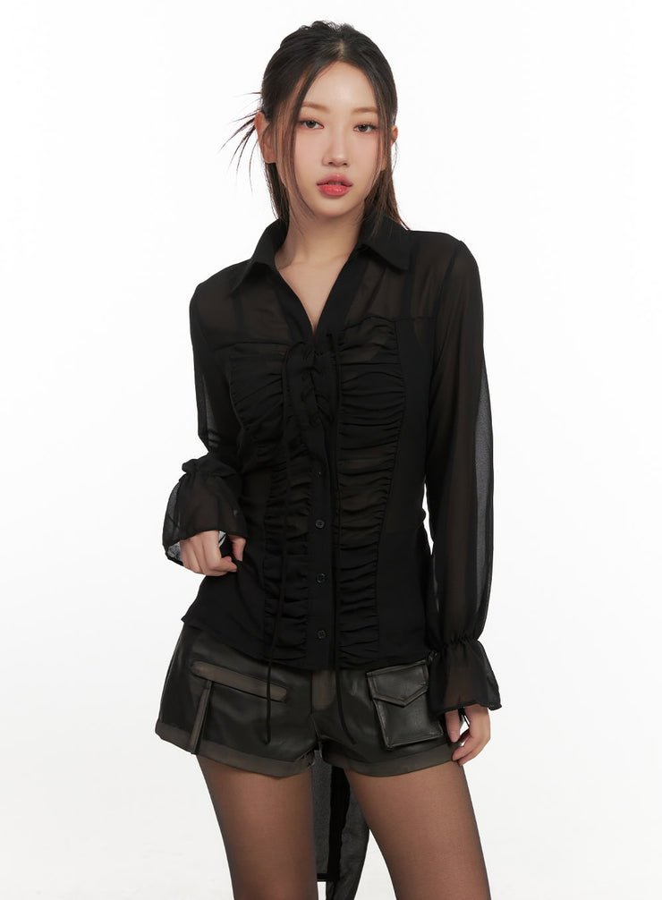 classic-ruffle-shirt-cn428 / Black